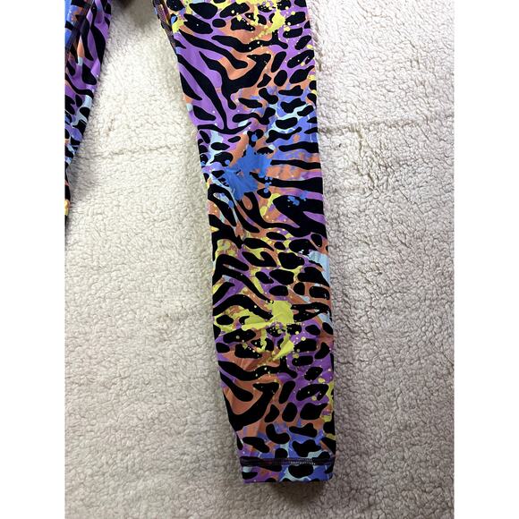Women's Leggings Size Small Animal Print Neon Splatter Paint Comfort Quality - Picture 5 of 8